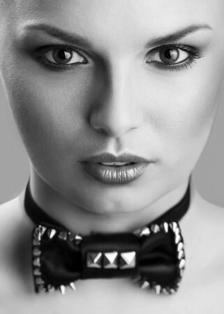 girl with bow tie fashionの写真素材