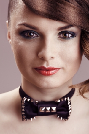 girl with bow tie fashionの写真素材