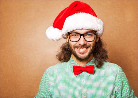 Photo of Santa Claus looking at camera. Hipster style.の写真素材
