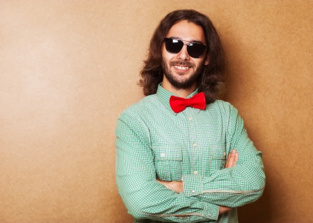 hipster man studio. Rock Star Styleの写真素材
