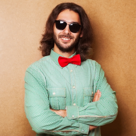 hipster man studio. Rock Star Styleの写真素材