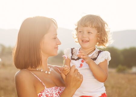Portrait mother and daughterの写真素材