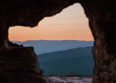 mountain view from the caveの写真素材