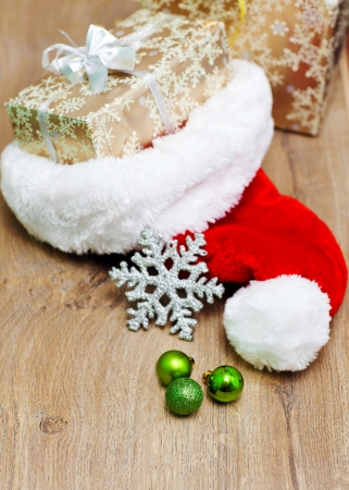 Christmas border with ornament, golden presentの写真素材