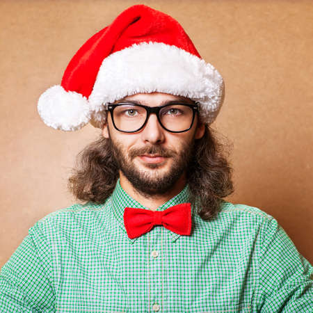 hipster in Santa Claus の写真素材