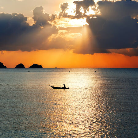 sunset on the seaの写真素材