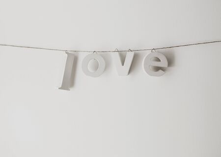 words I love on a white background, the concept of Valentine's Dayの写真素材