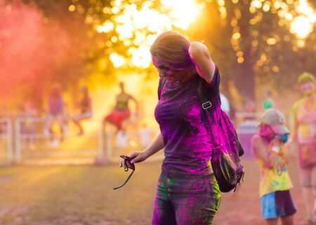 girl celebrate holi festival
