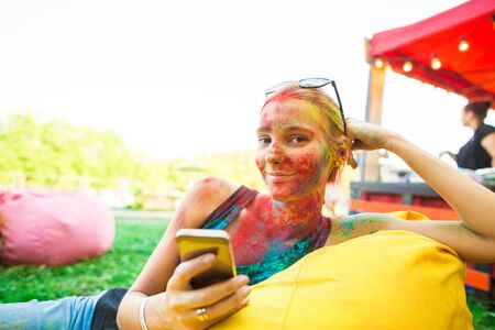 girl celebrate holi festival