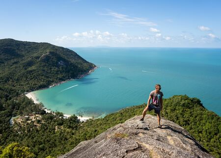 guy travels to mountains in Thailandの写真素材