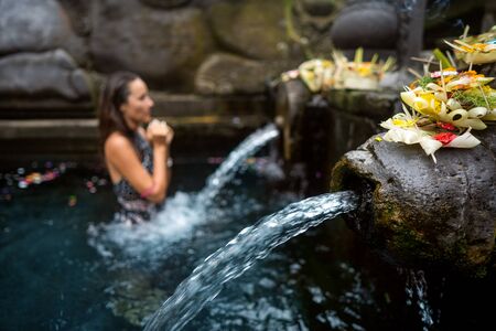 girl on holy springs baliの写真素材