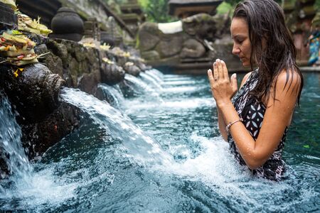 girl on holy springs baliの写真素材