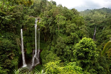the highest waterfall of Sekumpul in Baliの写真素材