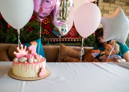 little girl happy birthday party funの写真素材