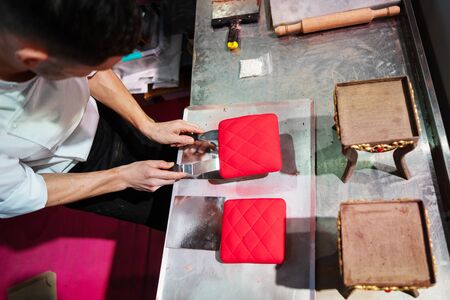 confectionery, hand made chocolate and cake production, professional cuisineの写真素材
