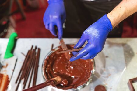 confectionery, hand made chocolate and cake production, professional cuisineの写真素材