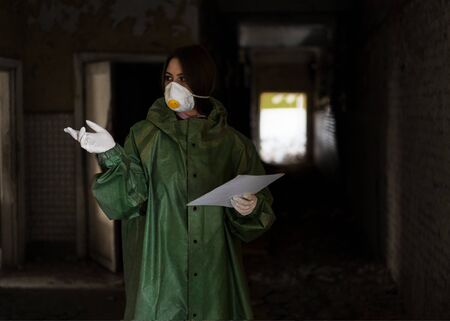 Doctor in protective suits and masks to cover the face.の写真素材