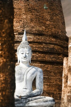 Ruin brick temple in Thailandの写真素材