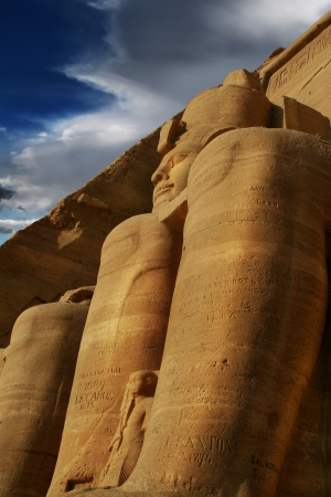 Front view of Temple of King Ramses II in Abu Simbel, Egypt