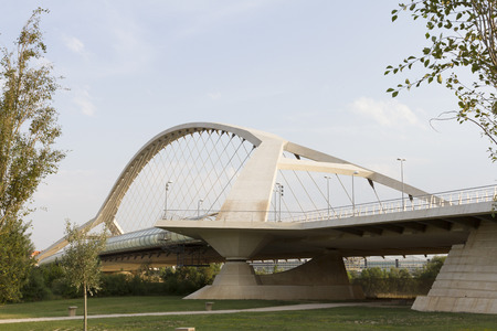 Third millenium bridge, Zaragoza, Aragon, Spainの写真素材