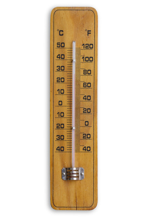 Wooden thermometer isolated on white