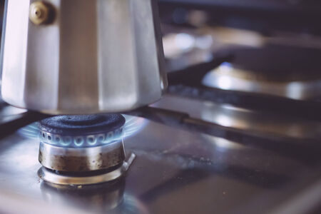 Preparing coffee simmered with retro pot