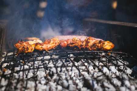 Detail of grilled meat on the bbqの写真素材