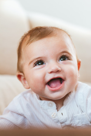Portrait of a baby in my roomの写真素材