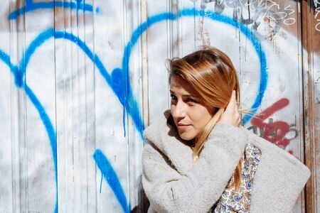 Beautiful woman portrait in outdoorの写真素材