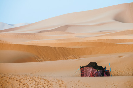 Morocco desert with tentの写真素材