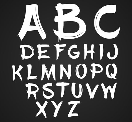 handwritten brush script. White letters on chalkboard background.のイラスト素材