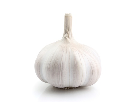 Head of garlic close-up,isoleted on a white background.の写真素材