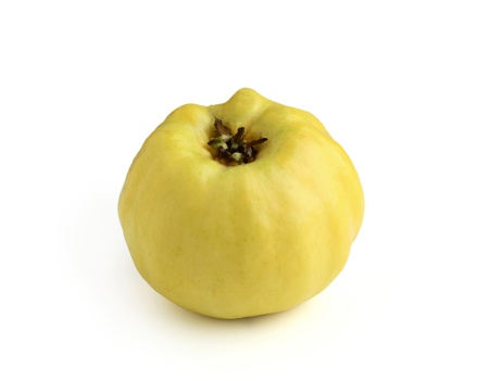 Ripe quince yellow isolated on white background.の写真素材