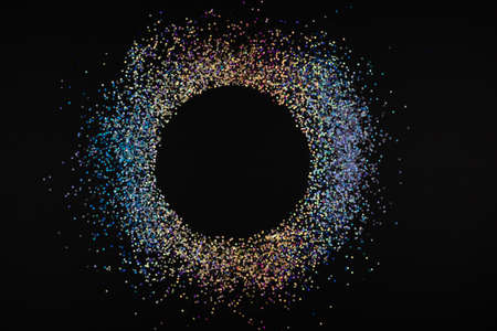Neon glitter circle with copyspaceの写真素材
