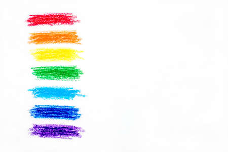 LGBTQ colors in pastel strokes on white