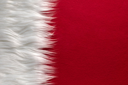 White fur on red feltの写真素材