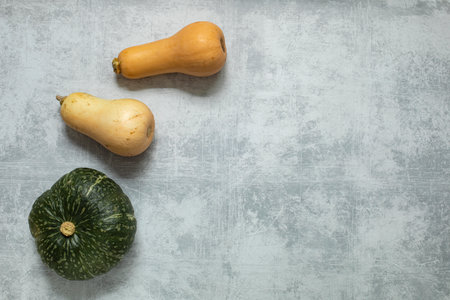 Butternut and Kabocha squashesの写真素材