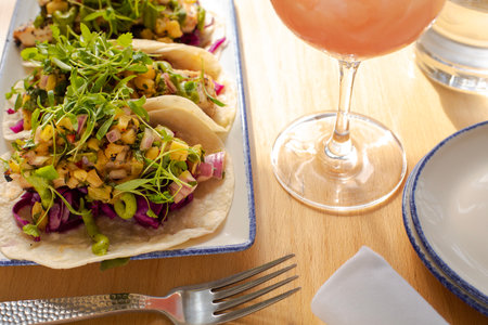 Fish tacos closeupの写真素材
