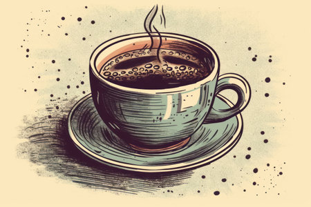Blue cup of coffeeの素材