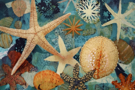 Starfish and shells illustrationの素材