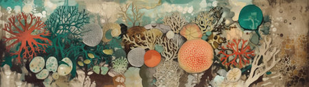 Coral reef illustration bannerの素材