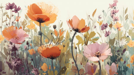 Summer bloom with poppiesの素材