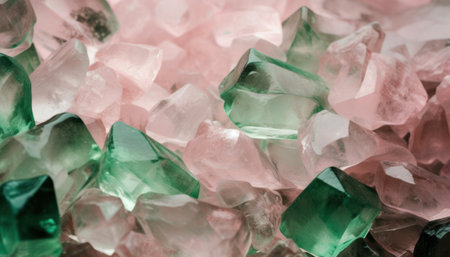Clear pink and green crystalls closeupの素材