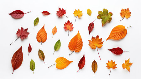 Autumn leaves flatlayの素材