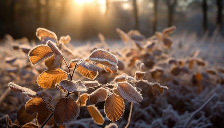 Frosted plant in the forestの素材