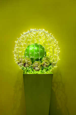 Yellow sphere Christmas decorationの写真素材