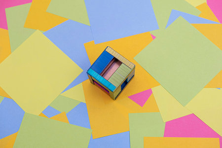 creativity to make staples in the form of a box with a background of multicolored paper sticky notes