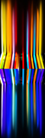 light through Stack of different colours Cast Acrylic Sheet on black background