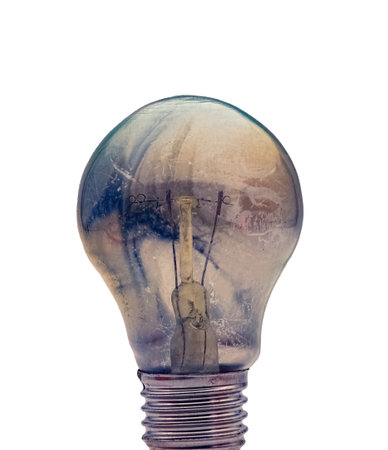 incandescent light bulb burned out on whiteの写真素材