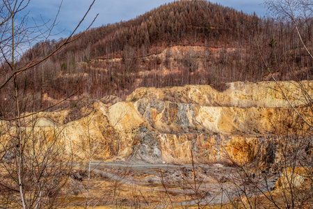 old abandoned copper and gold surface mine in Apuseni mountains, Romaniaの写真素材